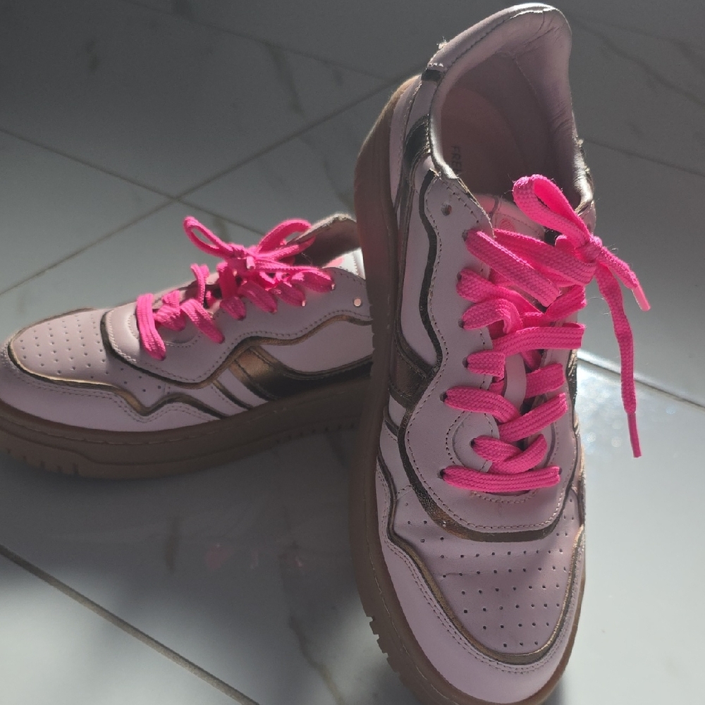 Free People Pink and Gold Sneakers